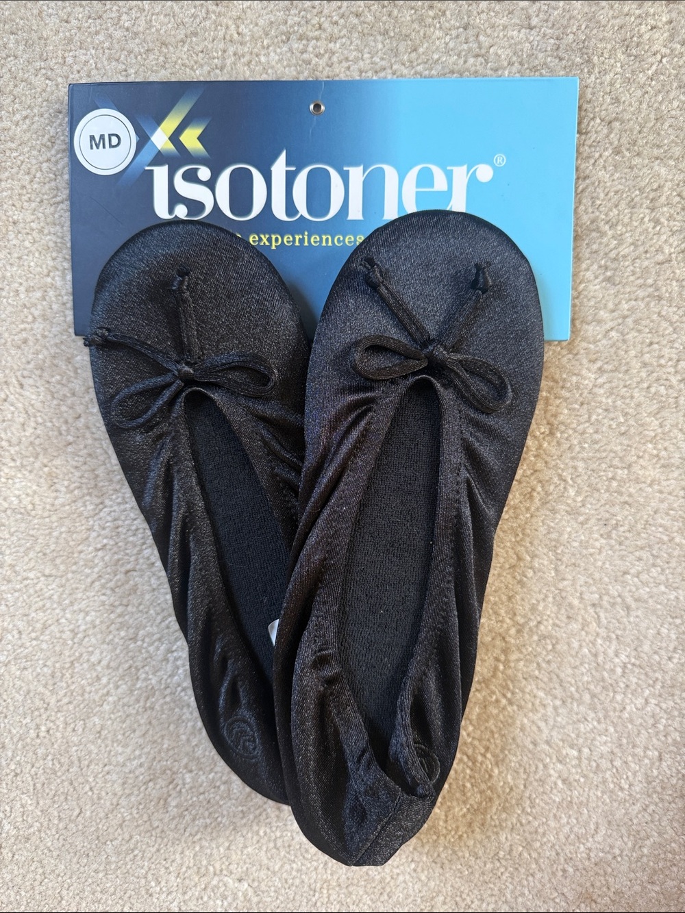 isotoner Black Womens Slippers Stretch Ballet Flats